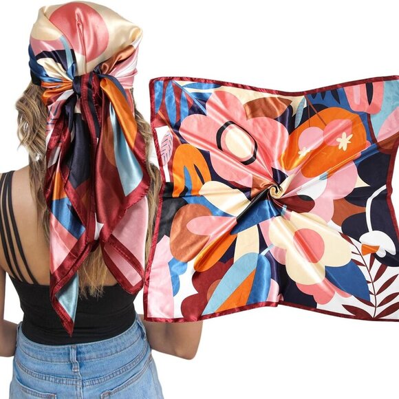 Accessories - Satin Silk Scarf - Large Hair Bandana, Sleeping Wrap for Women